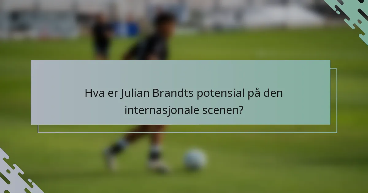 Hva er Julian Brandts potensial på den internasjonale scenen?