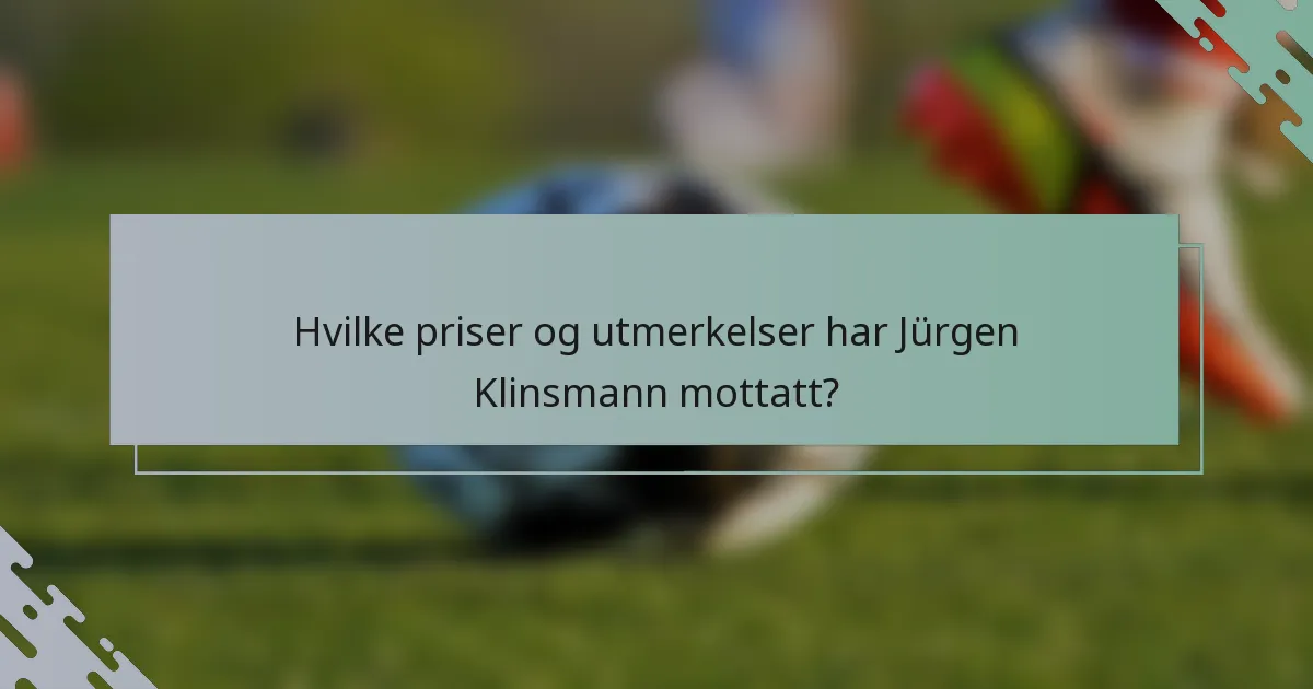 Hvilke priser og utmerkelser har Jürgen Klinsmann mottatt?